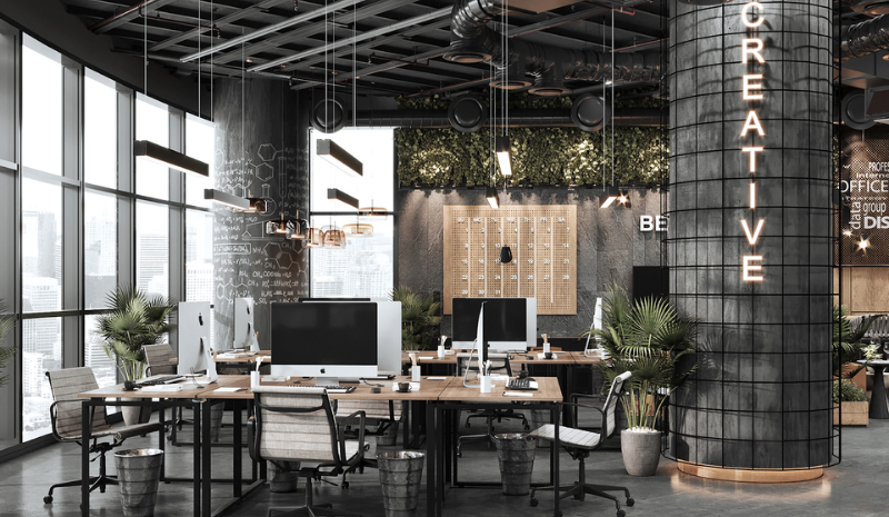 Một góc nhỏ văn phòng làm việc lấy cảm hứng từ phong cách Industrial